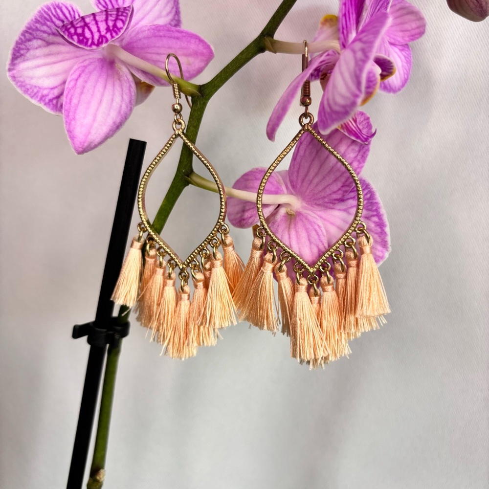 Boho Peach Tassel Earrings